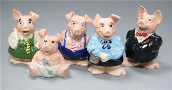 A set of five NatWest pigs tallest 19cm